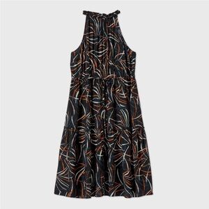 Ava & Viv Women’s Plus Black Colorful Print High Neck Sleeveless Maxi Dress
